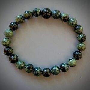 Green Kombaba Jasper Handcrafted Bead Bracelet